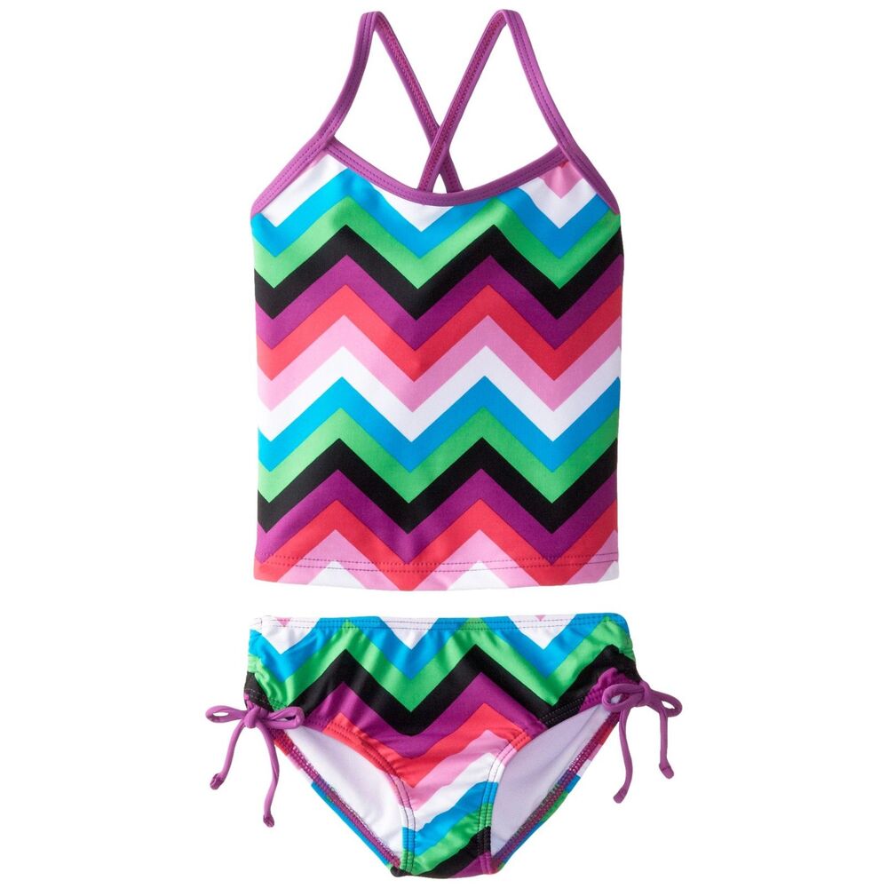 Kanu Surf Little Girls' Olivia Tankini Swimsuit, Pink/Multi, 4 NWT
